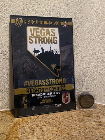 Vegas Golden Knights Inaugural Home Opener October 10 10/10/17 Poster & Puck Cover