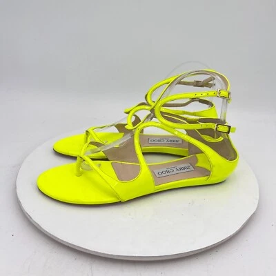 Jimmy Choo Women Size EU 39 US 9 Shocking Yellow Patent Leather Gladiator Shoes - Image 1 of 4