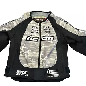Icon Motorsports Motorcycle Racing Tarmac Jacket Coat Padded Armor Merc 3 Sz Med - Picture 1 of 9