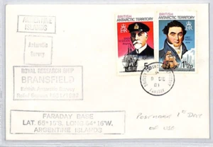 BRITISH ANTARCTIC TERRITORY Cover Faraday Base RRS BRANSFIELD 1981{samwells}ZK69 - Picture 1 of 8