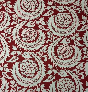 BALLARD DESIGNS WINTOUR RED DAMASK FLORAL MULTIPURPOSE FABRIC BY THE YARD 55"W - Picture 1 of 5