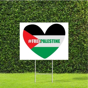 Letrero de patio Free Palestine Heart 18"x22" con estaca H de metal protesta pacífica - Imagen 1 de 5