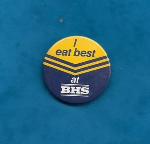 C1970s BRITISH HOME STORES / BHS RESTAURANTS ADVERTISING PIN BADGE - Bild 1 von 2