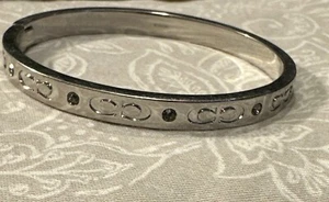*COACH* - (SILVER) - KISSING C - HINGED BANGLE BRACELET - Picture 1 of 6