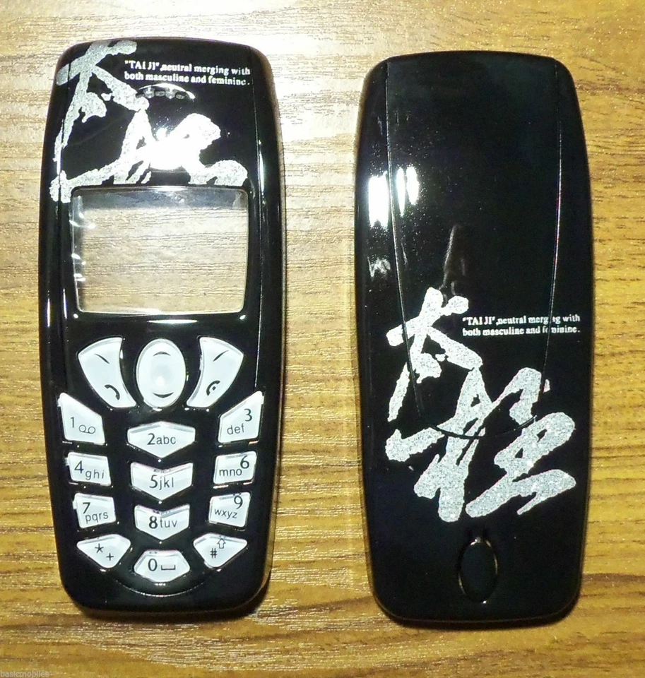 Nokia 3410 NEGRO Tai Chi Tai Ji Fascia/Carcasa/Cubierta con tatuaje negro y teclado Foto 1 de 1