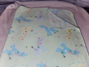 Circo Green Giraffe Lovey Baby Blanket Blue Yellow Polka Dot Fleece - Picture 1 of 13