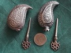  PAIR OF ANTIQUE SOLID SILVER  KASHMIR KOHL  PERFUME BOTTLE SURMEH DAN