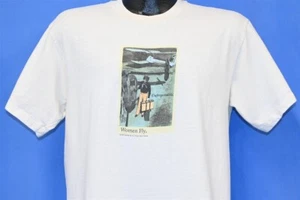 vtg 90s AMELIA EARHART WOMEN FLY UNFORGETTABLE ALBERT BRESNIK PILOT t-shirt M - Picture 1 of 4