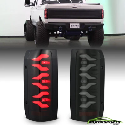 For 1987-1996 Ford F150 F250 F350/Bronco LUXX-Series LED Black Tail Lights Pair - Image 1 of 4