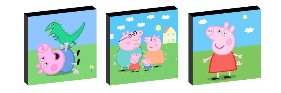 PEPPA and GEORGE SET OF 3 WALL ART PLAQUES/CANVAS PICTURES - Image 1 of 1