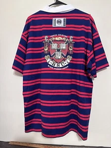 Cross Colours BSU Black Student Union Striped Polo Shirt Sz L Ya Dig Red Blue - Picture 1 of 9