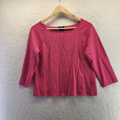 Camisa RQT Mujer Grande Rosa Manga Larga Pullover Rayón Nylon Blusa Foto 1 de 4