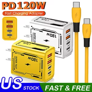 120W Fast Charging USB Type C Wall Charger For iPhone 16 Pro Max 16e 15 14 13 12 - Picture 1 of 16