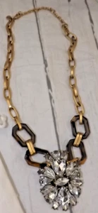 VINTAGE J. CREW 21 ZOLL HALSKETTE DRAMATISCHER CLUSTER KLARER KRISTALLE - Bild 1 von 2