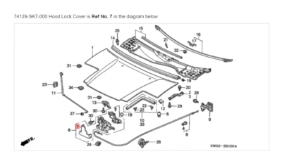 HONDA ACURA GENUINE OEM NSX Hood Lock Cover Engine Hood ☆ 74129-SK7-000 ☆ - Image 1 of 4