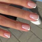 Nail Tips Diy Fake Nials White Edge Pink False Nails French Short Square Simple