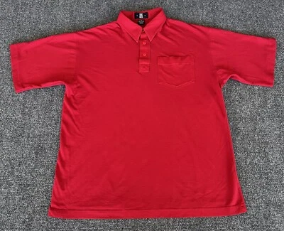 Oak Creek Mens M VTG 80s 90s Pocket Polo Shirt Red Basic Minimalist - Image 1 of 4