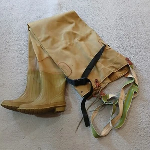 Vintage Converse Waders Womens 6 Brown Green Fly Fishing Rubber Outdoors - Picture 1 of 24