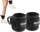 Hawk Sports Ankle Straps for Cable Machines Padded Ankle Cuffs, Pair - Black-