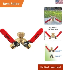 Brass Garden Hose Y Valve Splitter 2 Way Heavy Duty 3/4" GHT Water Adapter - Picture 1 of 10