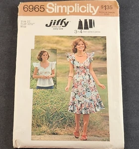 Vestido o Top Pullover Simplicity 6965 Vintage Patrón Costura 1975 Misses Talla 10 - Imagen 1 de 3