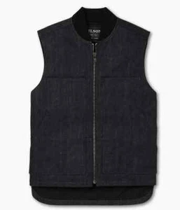Filson Men's Denim Insulated Work Vest 20227928 Raw Indigo Dark Cotton Primaloft - Picture 1 of 8