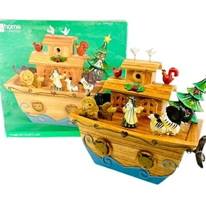 Vtg Wood Musical Noah’s Ark Home Collection Christmas In Its Box Works JCPenney - Picture 1 of 12