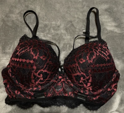 Sujetador de encaje La Senza pushup multi-gancho elegante gancho trasero adicional para correas talla 32C Foto 1 de 4