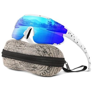 Polarized Sports Sunglasses for Kids 3-12 for Cycling Running Ice Blue - Picture 1 of 6