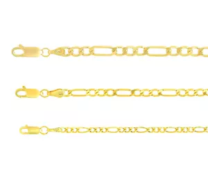 Real 14k Yellow Gold Figaro Link Chain 2.5mm-4.5mm Necklace Size-16"-30" Hollow - Picture 1 of 4