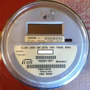 SENSUS, WATTHOUR METER (KWH) ICON, TYPE iSAI,  240 VOLTS, FM2S, 200 AMPS, 4 LUGS - Picture 1 of 6