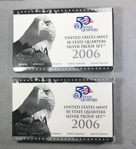 Two 2006 S U.S. Mint 50 State Quarters Silver Proof Set - NV, NE, CO, ND, & SD - Picture 1 of 4