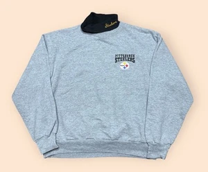 Vintage Pittsburgh Steelers 1990s Turtleneck Crewneck Sweatshirt Large Majestic - Picture 1 of 4