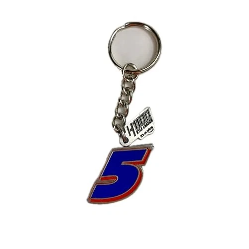 Kyle Larson #5 Pewter H1100 Indy Double Blue Number Signature Hang Tag Keychain - Image 1 of 1