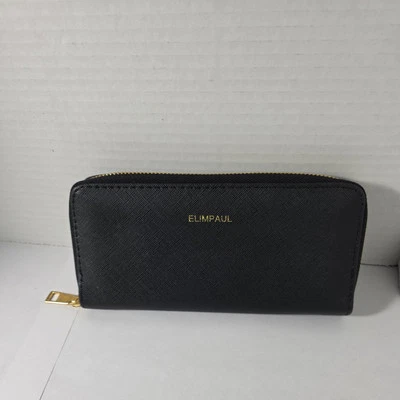ElimPaul Wallet Womens Zip Around Clutch Faux Leather Black - Image 1 of 4