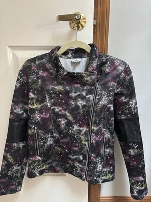 Disney D-Signed Girls Black Moto Jacket Size L 14/16 Rock the Town Faux Leather - Image 1 of 4