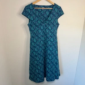 Toad & Co Dress Women's MD Blue Floral Cap Sleeve Rosemarie Midi Outdoor Casual - Picture 1 of 5