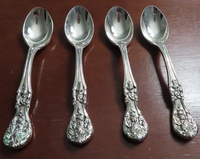 F B Rogers FRENCH ROSE 4 Demitasse Spoons International Silverplate Flatware - Image 1 of 4