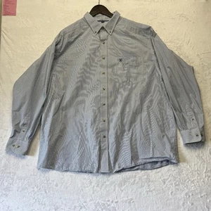 Ariat Shirt Pro Series Button Up Mens XXL 2XL Blue Striped Long Sleeve Western - Picture 1 of 14