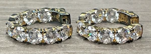 Vintage FZN Sterling 925 Gold Vermeil Inside Out CZ Hoop Earrings Snap Lock - Picture 1 of 9