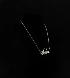 Blessed N925 China Gold Over Sterling Vermeil Cursive 18" Pendant Necklace - Picture 1 of 8