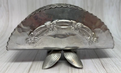 VTG Aluminum Hand Wrought Creations by Kent UNSIGNED Napkin Hldr w Flower Foot - Image 1 of 4