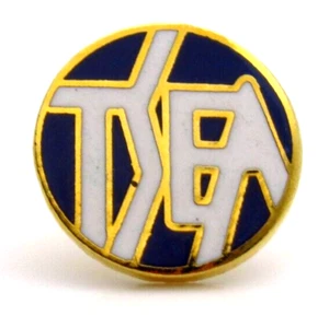 Pin de solapa TSEA vintage corbata tono dorado azul blanco esmalte pequeño coleccionable - Imagen 1 de 6