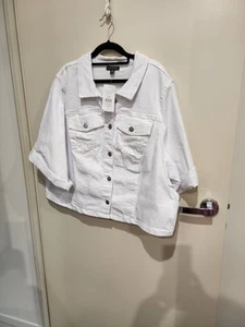 Autograph White S/Sleeve Crop Denim Jacket Plus Size 26 *BNWT* - Picture 1 of 5