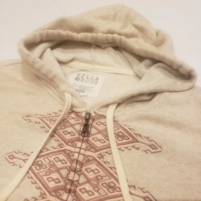 BILLABONG Womens Full Zip Hoodie Size L Beige/Mauve Aztec Pockets Lightweight  - Image 1 of 4