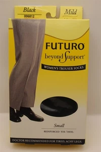FUTURO BEYOND SUPPORT TROUSER SOCKS SMALL 8-15 MM/HG COMPRESSION BLACK - Picture 1 of 2