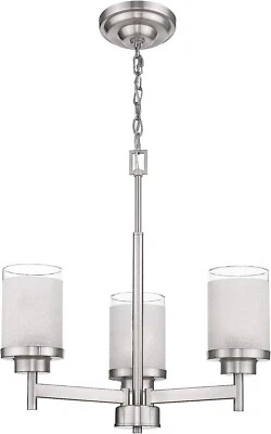JAZAVA 3-LIGHT ISLAND PENDANTS MODERN CHANDELIER INDUSTRIAL BRUSHED NICKEL - Image 1 of 4