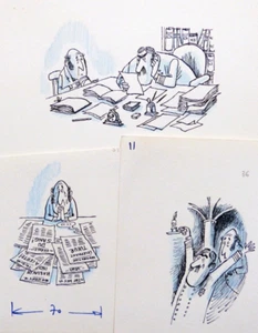 Lot de 3 dessins originaux de BARBEROUSSE (1920-2010) illustration humour - Picture 1 of 5