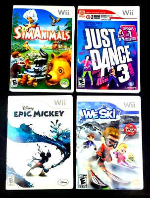 Lote De 4 Juegos Segunda Guerra Mundial ~ SIM Animals, We Ski, Just Dance 3, Epic Mickey Foto 1 de 3