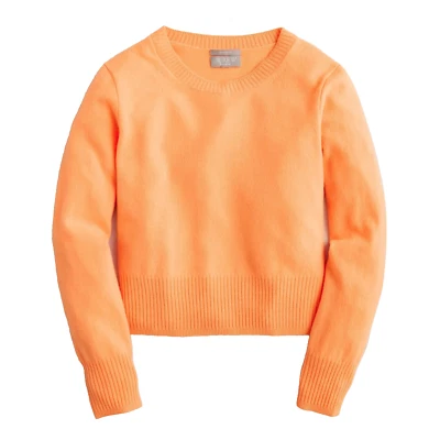 NWT J.Crew Cashmere Shrunken Crewneck Sweater in Neon Cantaloupe Pullover XL - Image 1 of 4